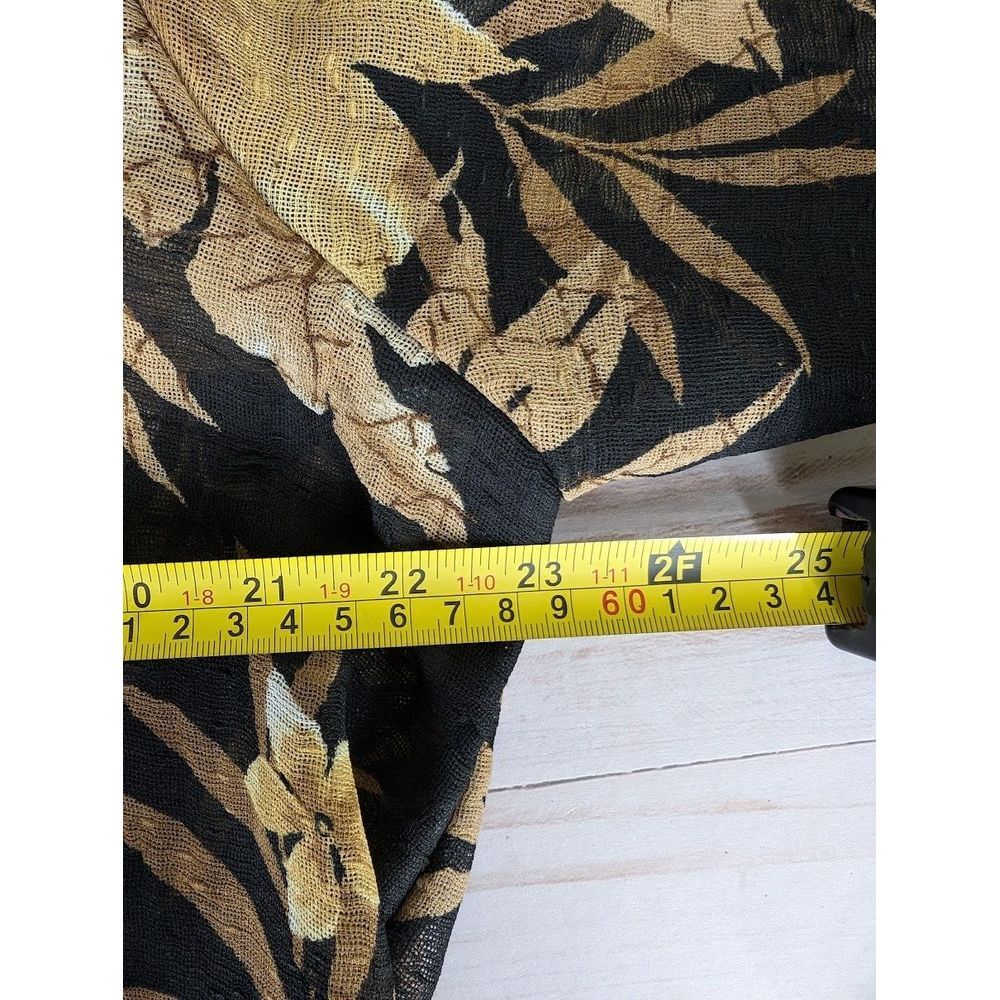 Alfred‎ Dunner Size 14 Black Gold Floral Button Down Semi Sheer Long Sleeve Top - Picture 4 of 7